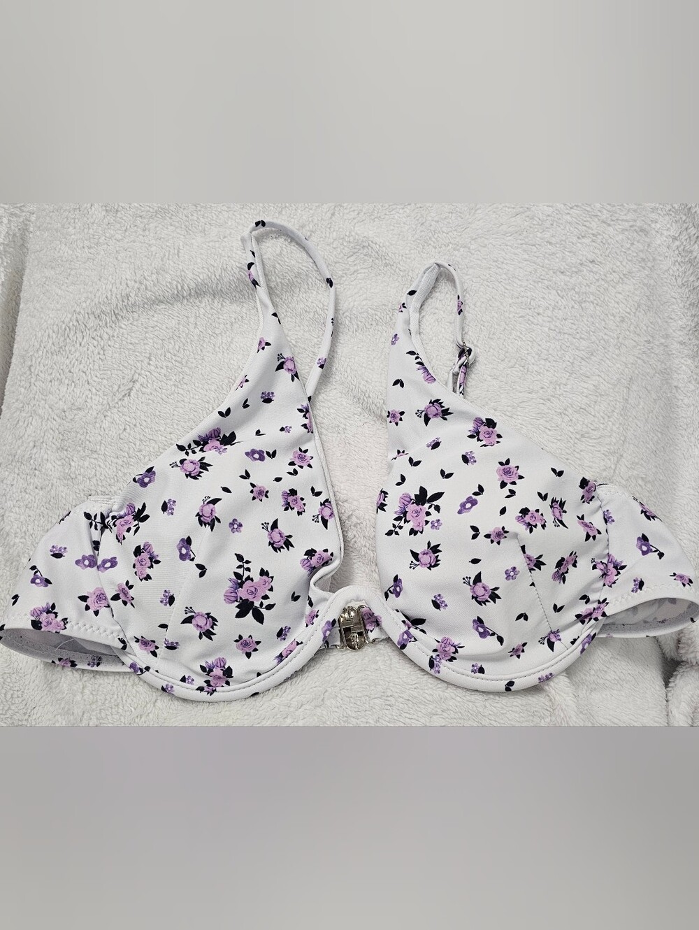 Unbranded Purple Rose Floral Underwire Bikini Top Size Large